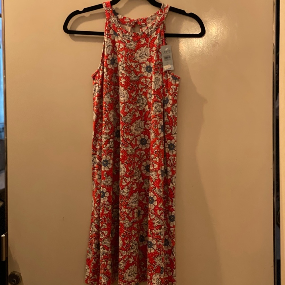 Loft red floral dress